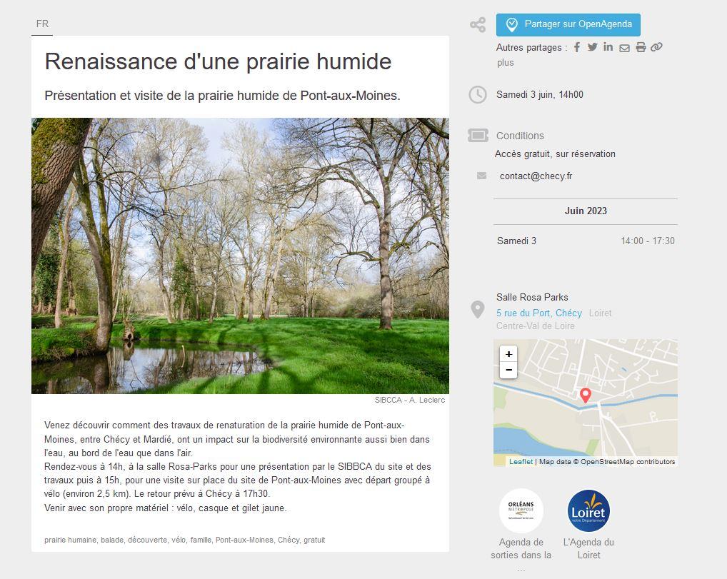 Description de la visite des prairies de Pont aux Moines à l'occasion des 24h de la Biodiversité avec photo et détail de la sortie