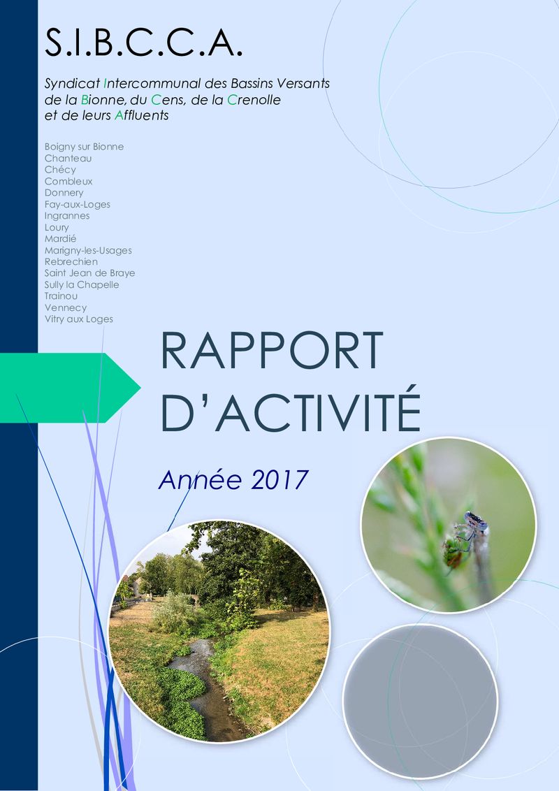 1er de couverture du rapport d'activité 2017